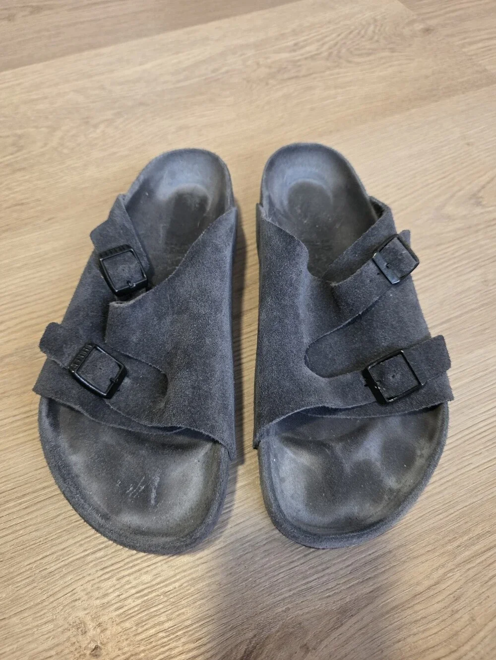 Birkenstock | Zurich Suede Leather Charcoal Double Strap Sandals Size EU 40
